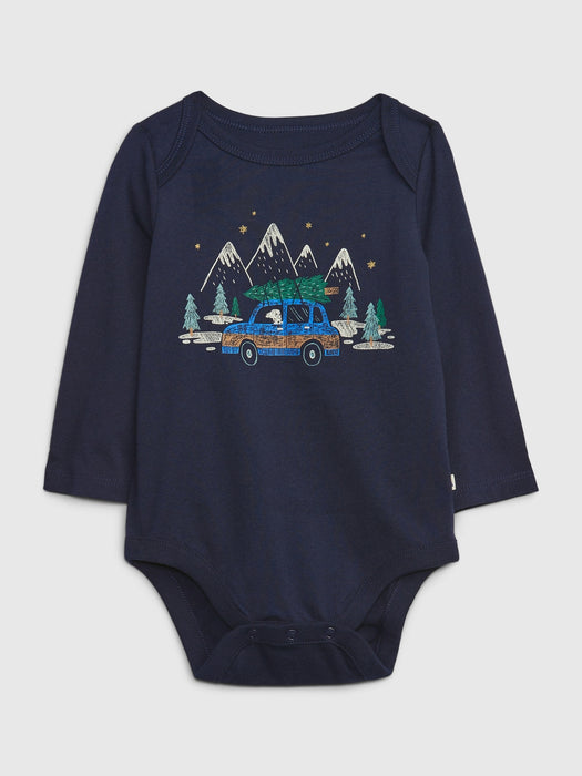 Baby 100% Organic Cotton Mix and Match Graphic Bodysuit - navy blue uniform