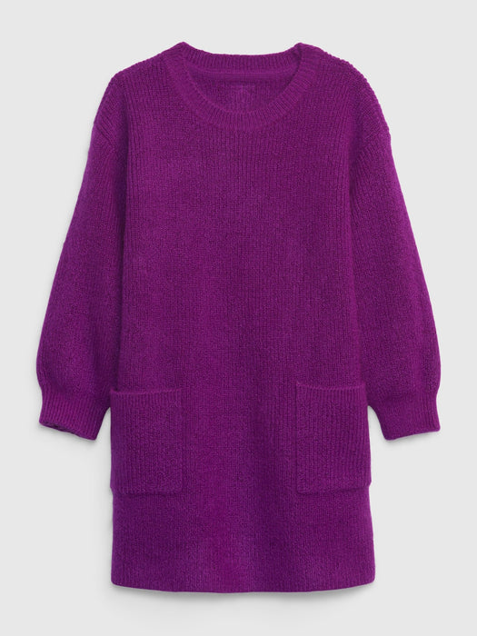 Toddler Pocket Sweater Dress - fuchsia shock purple