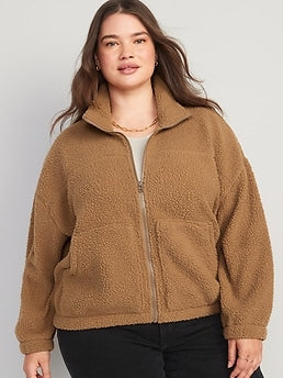 Slouchy Sherpa Zip Jacket for Women