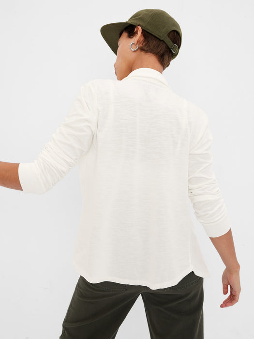 Soft Knit Button-Up Shirt - new off white