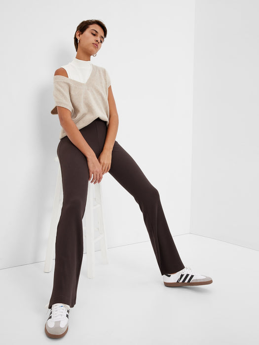 Mid Rise Rib Flare Pants