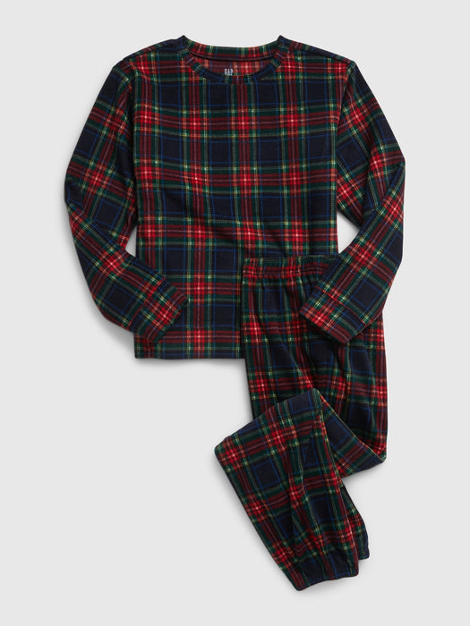 Kids Holiday Plaid PJ Joggers Set - green plaid