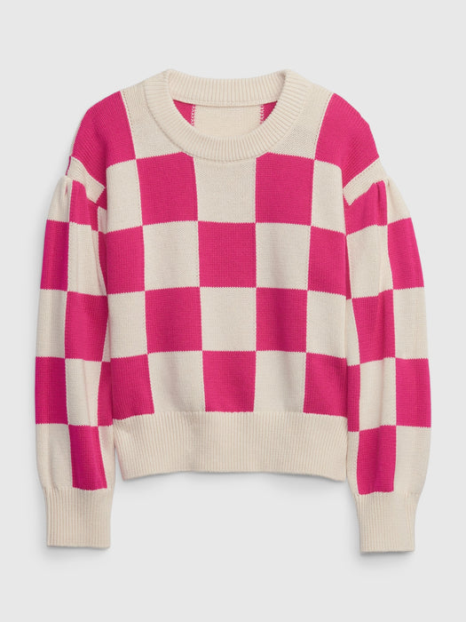 Kids Checkered Sweater - pink check