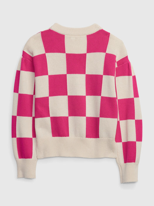 Kids Checkered Sweater - pink check