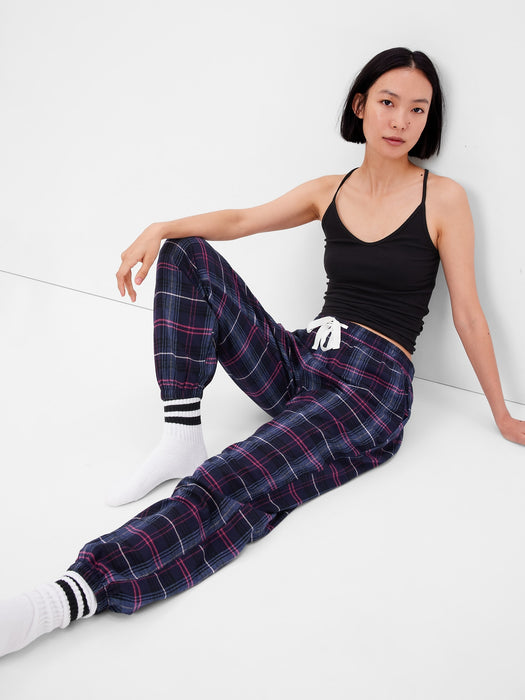 Flannel PJ Joggers - navy blue plaid