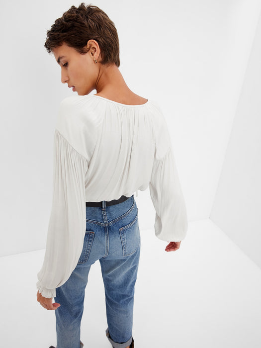 Button-Front Tie Top