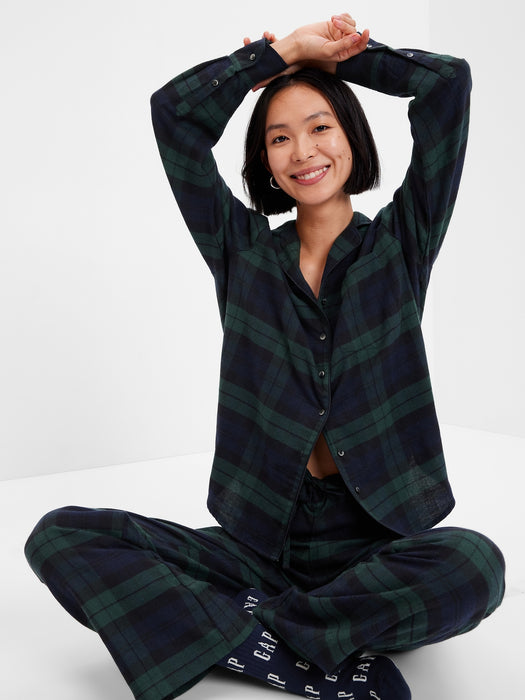 Flannel PJ Set - navy blue & green blackwatch plaid