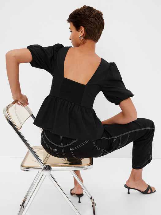 Twist-Front Peplum Top