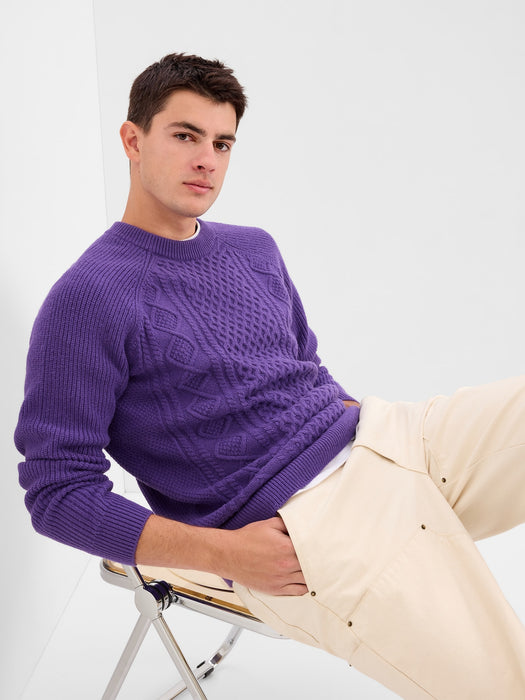 Cable-Knit Crewneck Sweater