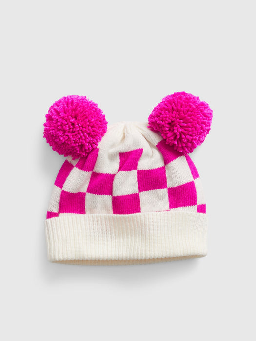 Toddler Checkered Pom Beanie