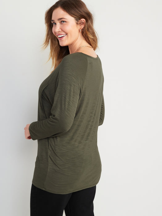 Maternity Luxe Slub-Knit Nursing Tunic - Green