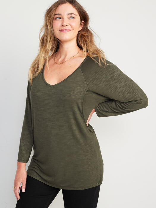 Maternity Luxe Slub-Knit Nursing Tunic - Green