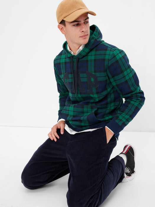 Gap Arch Logo Hoodie - black watch plaid