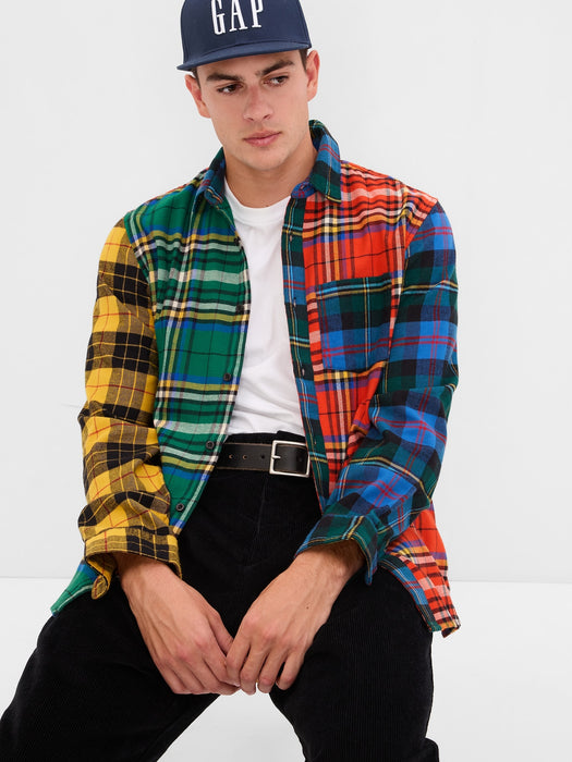 100% Organic Cotton Mixed Plaid Flannel Shirt