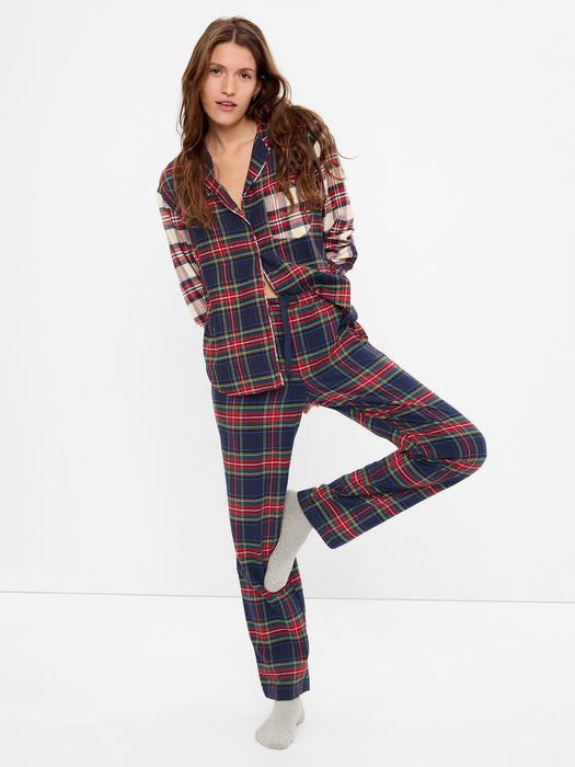 Flannel PJ Set - red & navy blue cocktail plaid