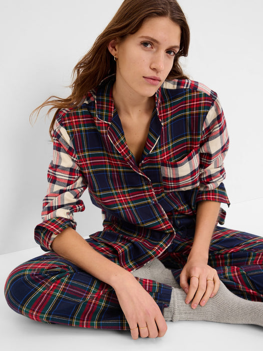 Flannel PJ Set - red & navy blue cocktail plaid