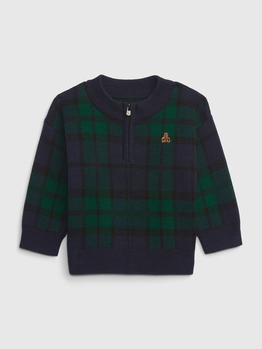 Baby Plaid Sweater - green pine