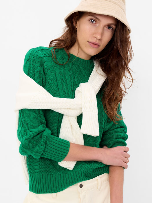 Cable-Knit Crewneck Sweater