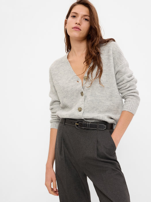 Waffle Cardigan - heather grey