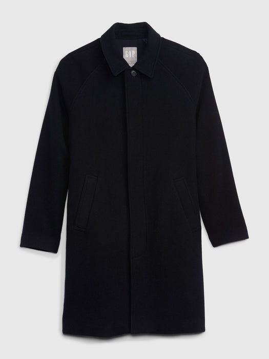 Recycled Raglan Wool Car Coat - navy