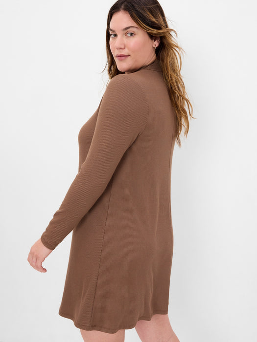 Mockneck Mini Dress - cozy brown