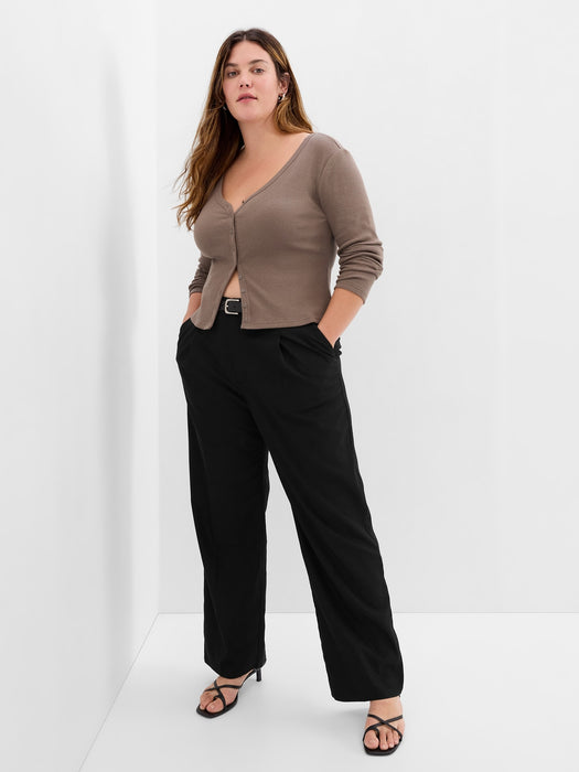 High Rise Pleated Trousers - black