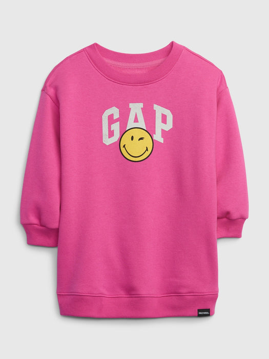 Gap &#215 SmileyWorld&#174 Toddler Sweatshirt Dress - super pink neon