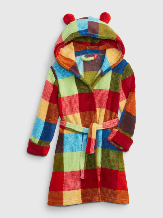 Toddler Happy Plaid Fuzzy Robe - happy plaid