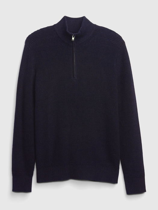 Half-Zip Rib Mockneck Sweater - new classic navy