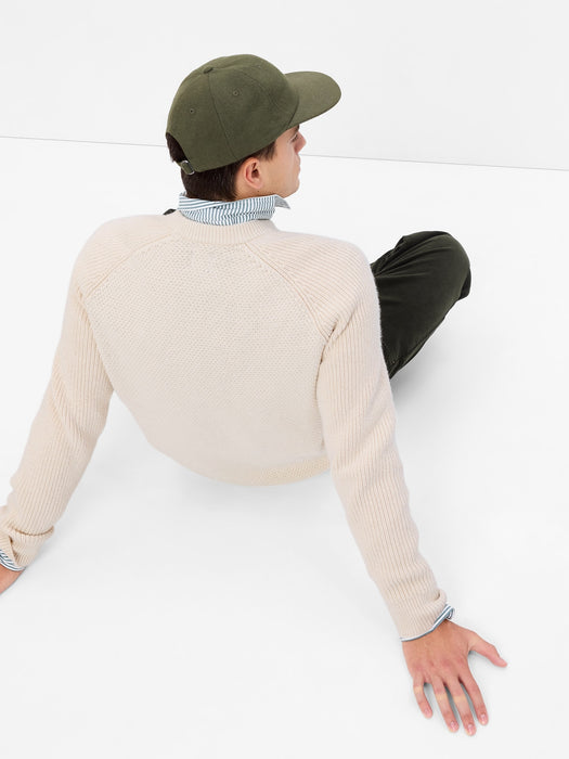 Cable-Knit Crewneck Sweater - chino