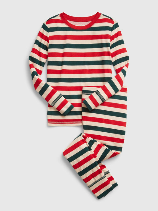 Kids 100% Organic Cotton Holiday Stripe PJ Set - modern red