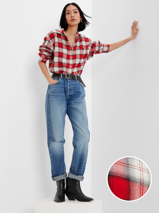 Flannel Big Shirt - red plaid