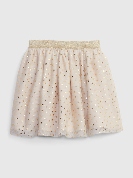 Toddler Metallic Tulle Skirt - oyster beige