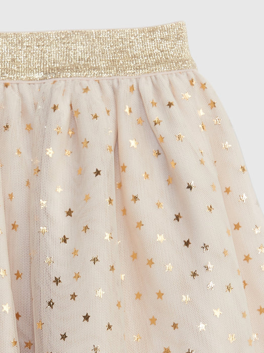 Toddler Metallic Tulle Skirt - oyster beige