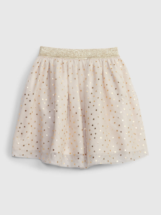 Toddler Metallic Tulle Skirt - oyster beige