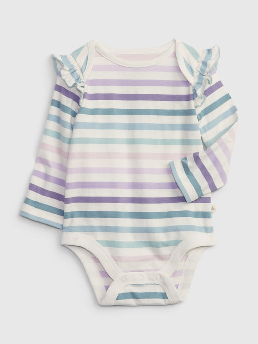 Baby 100% Organic Cotton Mix and Match Graphic Bodysuit - purple stripe