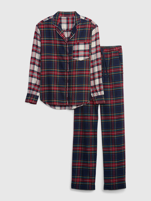 Flannel PJ Set - red & navy blue cocktail plaid