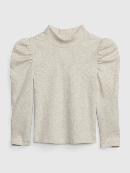 Toddler Puff Sleeve Turtleneck - oatmeal beige