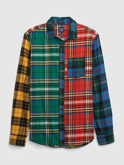 100% Organic Cotton Mixed Plaid Flannel Shirt