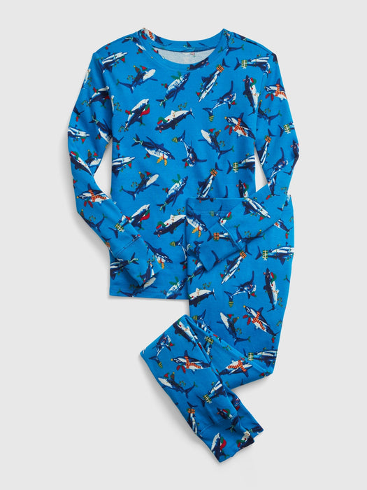 Kids 100% Organic Cotton Christmas Shark PJ Set