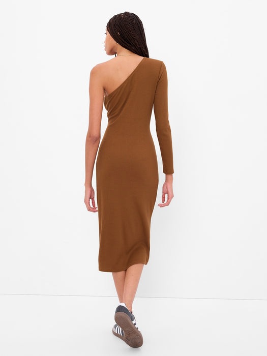 One-Shoulder Rib Midi Dress