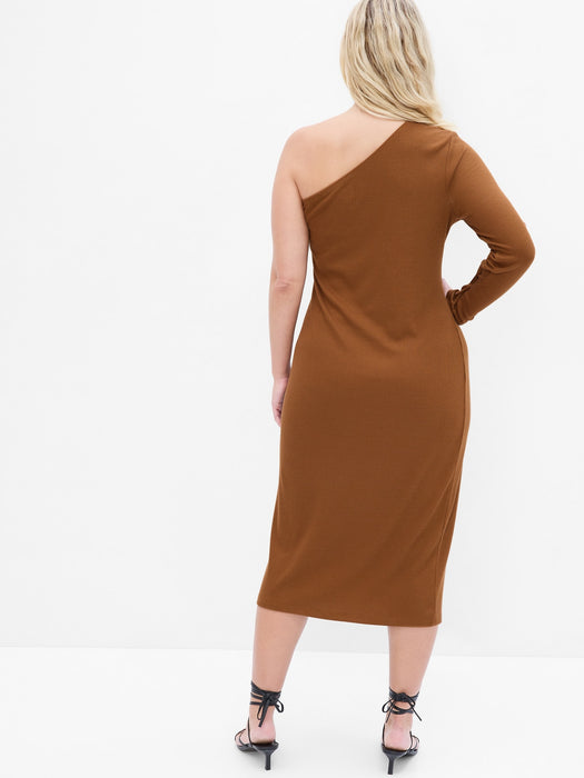 One-Shoulder Rib Midi Dress