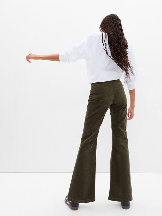 High Rise Corduroy '70s Flare Jeans with Washwell