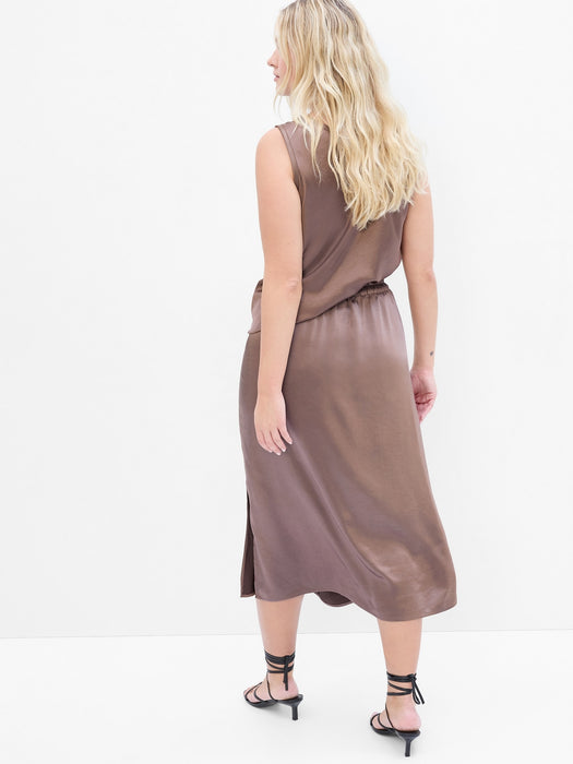 Satin Midi Skirt - cashmere brown