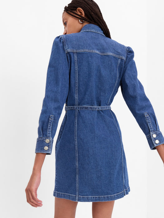 Puff Sleeve Denim Mini Dress with Washwell