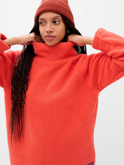 Mockneck Arctic Fleece Pullover - tomato sauce red