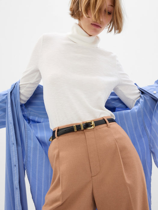 High Rise Pleated Trousers - holiday brown