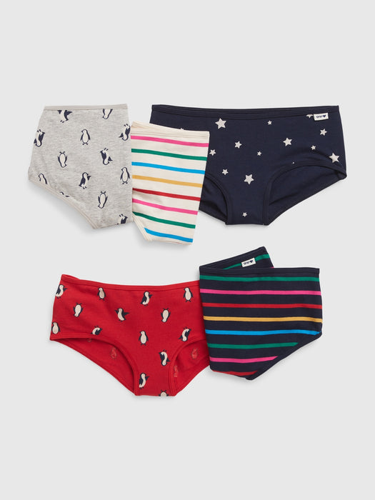 Kids Organic Cotton Penguin Hipster Briefs (5-Pack) - multi