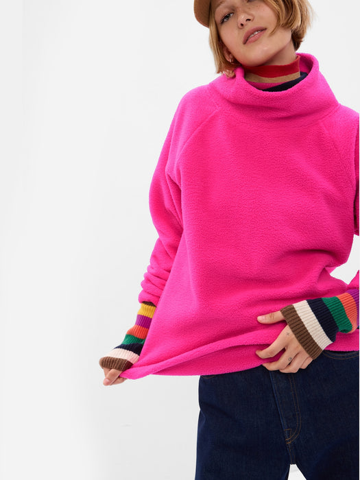 Mockneck Arctic Fleece Pullover - super neon pink