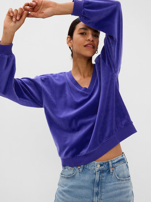 Easy V-Neck Velour Sweatshirt